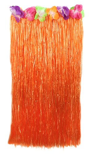 I LOVE FANCY DRESS LTD 80cm Langer BASTROCK Hula Hawaii MIT Blumen Rand Strand VERKLEIDUNG Pool Party ERHÄLTLICH IN 7 Farben (ORANGE) von I LOVE FANCY DRESS