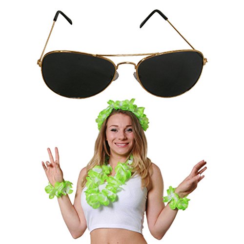 I LOVE FANCY DRESS LTD Hawaii Set = SÜDSEE KOSTÜM ZUBEHÖR = 3-Verschiedene Brillen & 8-Verschiedene -4TEILIGE BLUMENKETTE Sets = von I LOVE FANCY DRESS