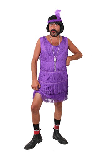 I LOVE FANCY DRESS LTD LILA FLAPPER FRANSEN KLEID=MÄNNER LUSTIGES JUNGESELLENABSCHIED POLTERABEND HERREN VERKLEIDUNG KOSTÜM=MIT+OHNE BOB PERÜCKE=FASCHING KARNEVAL=LARGE-OHNE PERÜCKE von I LOVE FANCY DRESS