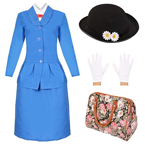 I LOVE FANCY DRESS LTD Magisches Viktorianisches Nanny-Kostüm für Damen, Kostüm + Hut + Handschuhe + Tasche, Größe XS von I LOVE FANCY DRESS