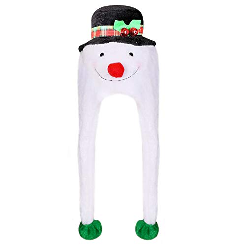 I LOVE FANCY DRESS LTD SCHNEEMANN Hut FÜR Erwachsene - WEIẞER SCHNEEMANN Hut MIT Langen Ohren, GRÜNEN Bommeln, SCHWARZEM Hut UND GESICHTSDESIGN - FROSTIGES WEIHNACHTSKOSTÜMZUBEHÖR - EINHEITSGRÖẞE von I LOVE FANCY DRESS