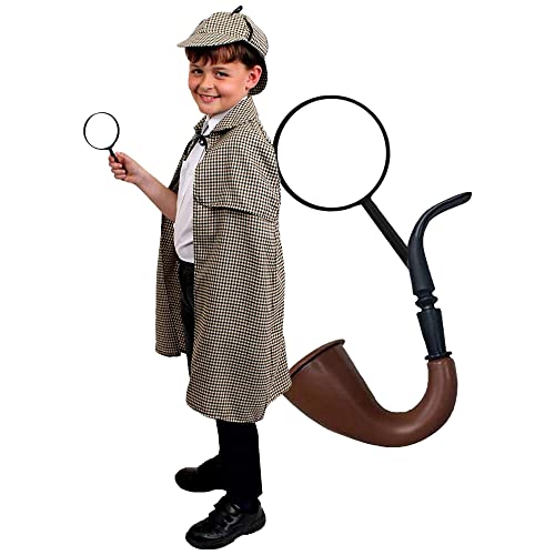 I LOVE FANCY DRESS LTD Sherlock Holmes Deluxe KOSTÜM Set MIT Hut - PERFEKT FÜR BUCHWOCHE ODER Halloween KOSTÜME (Hut + UMHANG + GEFÄLSCHTE Pfeife + VERGRÖẞERUNGSGLAS - X-GROẞ) von I LOVE FANCY DRESS