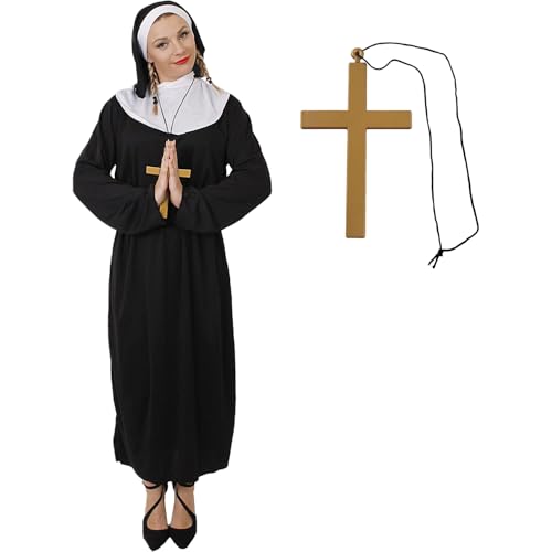 I LOVE FANCY DRESS LTD Unisex Nonne KOSTÜM KOSTÜM, GEWOHNHEIT Kopfschmuck, GÜRTEL UND Gold Kreuz - RELIGIÖSE KOSTÜM KOSTÜM FÜR MÄNNER UND Frauen (Large) von I LOVE FANCY DRESS