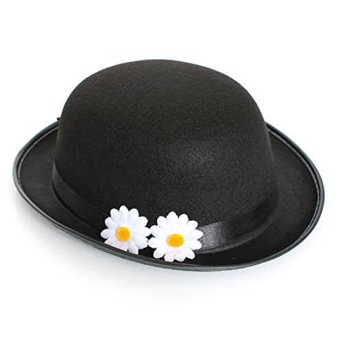 I LOVE FANCY DRESS LTD Viktorianische Kindermütze/Hut für Erwachsene und Kinder Magische Nanny-Mütze mit Blumen Erwachsenengrößen: 58 cm und 60 cm Kindergröße: 55 cm, Schwarz von I LOVE FANCY DRESS