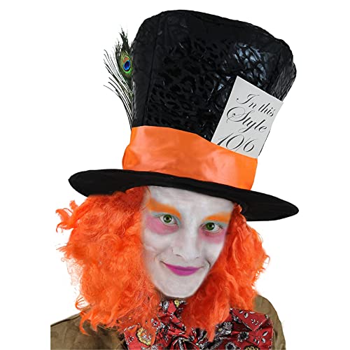 I LOVE FANCY DRESS LTD verrückt Hatter Hut Kostüm Zubehör Hut mit orange und Pfau Feder verrückt Story Buch Charakter Buch Woche Alice im Wunderland von I LOVE FANCY DRESS