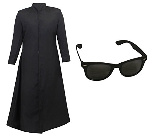 I LOVE FANCY DRESS Langer SCHWARZER Mantel/Duster = KOSTÜM VERKLEIDUNG =Fasching Karneval Halloween = Vampir JÄGER +Priester = ERHALTBAR MIT VERSCHIEDENEM ZUBEHÖR= Brille +Mantel - XLarge von I LOVE FANCY DRESS