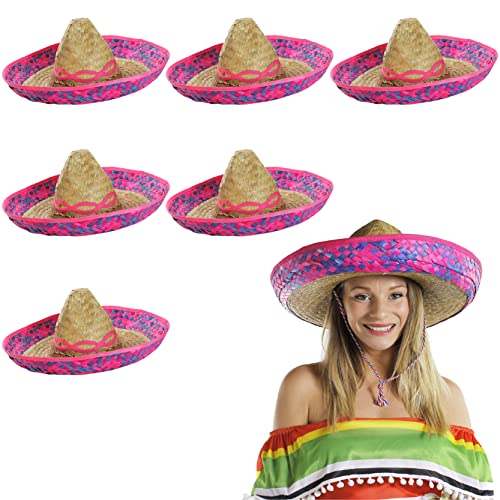 I LOVE FANCY DRESS Mexikanischer Sombrero in Rosa, 6 Stück – rosa Sombreros – perfekt für Mottopartys von I LOVE FANCY DRESS