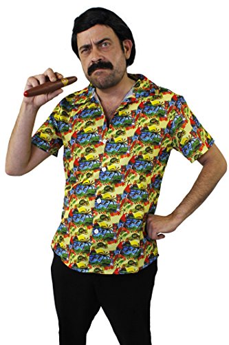 I LOVE FANCY DRESS Pablo Escobar KOSTÜM VERKLEIDUNG GANOVEN Drogen Lord=Fasching Karneval Halloween Party= 3 VERSCHIEDENEN VARIATIONEN=Schnurrbart+ZIGARRE+PERÜCKE-Hemd/GRÖßE-Large von I LOVE FANCY DRESS