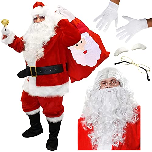 I LOVE FANCY DRESS Professionelles Weihnachtsmannkostüm - Xlarge - 12-teiliges Super Deluxe Weihnachtsmann Kostüm mit Zubehör - Weihnachtsmanngrotte Kostüm von I LOVE FANCY DRESS