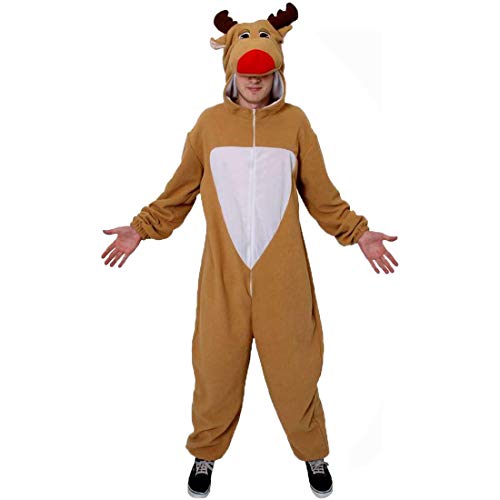 I LOVE FANCY DRESS Rentier KOSTÜM Erwachsene Weihnachten KOSTÜM Strampler - FLEECEOVERALL MIT ANGESETZTER Rentier Kapuze - WEIHNACHTSOUTFIT Rudolph Santa's Helfer Rudolf Rentier - GRÖẞE: KLEIN von I LOVE FANCY DRESS