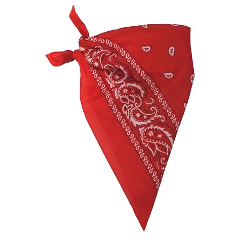 I LOVE FANCY DRESS Rot Paisley Bandana - 12 Stück - Rot Halstuch mit weißem Paisley Muster - Erwachsene Cowboy Wild West Bandana Schal von I LOVE FANCY DRESS