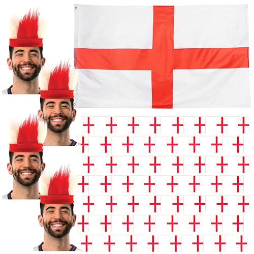 I LOVE FANCY DRESS Stirnbänder mit englischer Flagge, 152 x 91 cm, Rot und Weiß, perfekt für Fußball, St. George's Day, Rugby oder andere englische Feiern von I LOVE FANCY DRESS