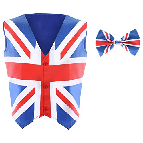 I LOVE FANCY DRESS Union Jack Weste und Fliege – Union Jack Weste – VE Day Jubiläum Großbritannien Kostüm (101,6 cm Brustumfang) von I LOVE FANCY DRESS