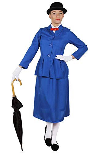 I LOVE FANCY DRESS VIKTORIANISCHES KINDERMÄDCHEN-KOSTÜM - Blaue Jacke MIT AUFGESETZTEM WEIẞEM Kragen UND ROTE Fliege & Langer Blauer Rock + Bowler Hut - FERNSEHFILM Charakter DAMENBUCHWOCHE (MITTEL) von I LOVE FANCY DRESS