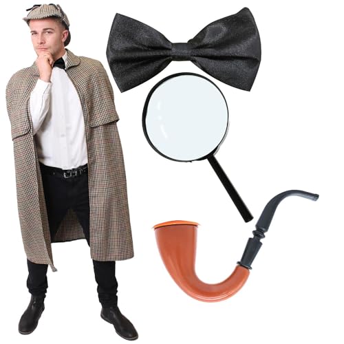 I LOVE FANCY DRESS Viktorianisches Detektiv-Kostüm – Standard – viktorianischer Umhang, Deerstalker-Hut, gefälschte Pfeife und Lupe – perfekt für den Welttag des Buches und die Buchwoche von I LOVE FANCY DRESS