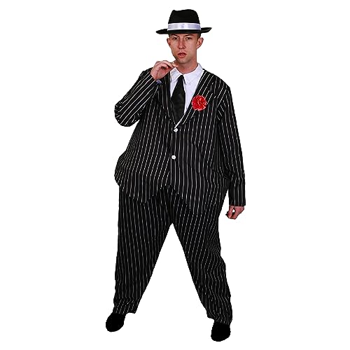 ILOVEFANCYDRESS Erwachsene 1920er Jahre Hacken Fat Ganger Anzug + Hut Trilby / Fedora Perfekt für jede Mafia 20er Jahre Gatsby Bugsy Mob Capone Fat Cat Hirsch Verkleidung Erwachsene Einheitsgröße von I LOVE FANCY DRESS