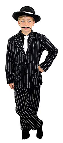 Kind Gangster Kostüm Set schwarz Pin Stripe Hose und Jacke + Mütze Kids Jungen 1920er von I LOVE FANCY DRESS