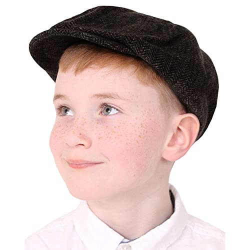 Kinder – Flache Kappe für Newsboy Hut Gangster Verkleidung Halloween (schwarz) von I LOVE FANCY DRESS