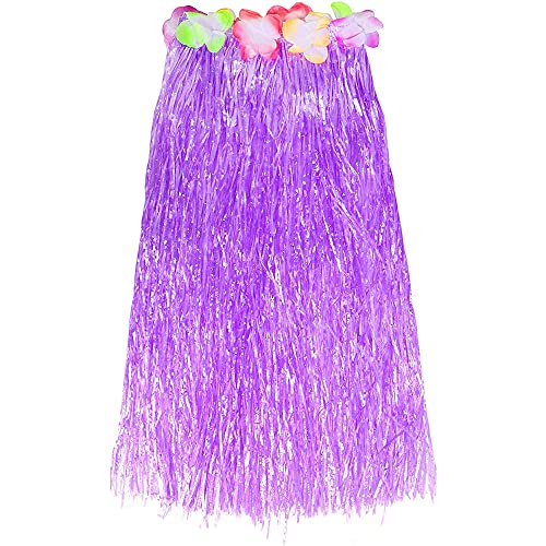 Langer Hawaiianischer Hula-Rock, 80 cm, mit Blumen, Luau-Kostüm, Strandparty-Outfit, 1 Stück (lila Rock) von I LOVE FANCY DRESS