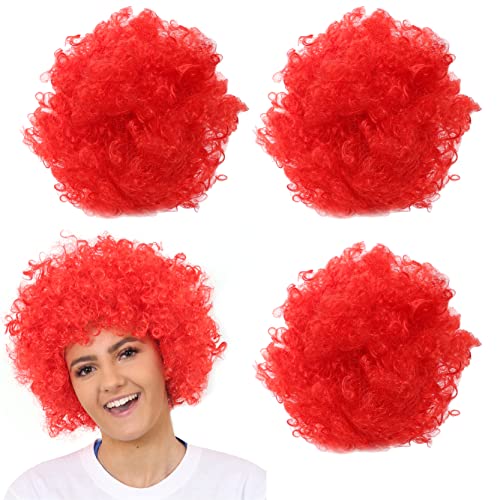 Orange Afro-Perücke – Kostümzubehör – flippiges großes lockiges Haar der 70er Jahre Disco Clown Herren Damen – perfekt für Kostümveranstaltungen – 3 Stück von I LOVE FANCY DRESS