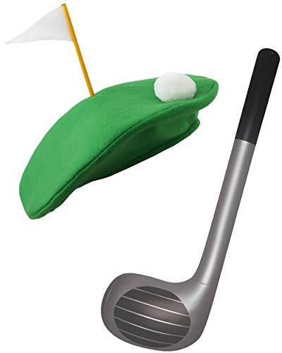 Pub Golf Hut + Golf Club Party Kit Erwachsene Neuheit Kostüm 92cm aufblasbarer Golfschläger und grüner Golferhut von I LOVE FANCY DRESS