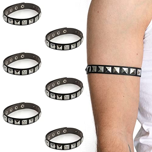 Rock Icon Nietenarmband – 6 Stück – Schwarzes Armband mit silbernen Nieten – Erwachsene Rock and Roll Musik Icon Verkleidung Kostüm Zubehör von I LOVE FANCY DRESS