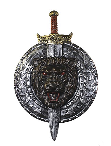 SUPER SCHILD UND SCHWERT FÜR EINE GLADIATOR & GRIECHEN VERKLEIDUNG - DAS SCHILD HAT EINEN DURCHMESSER VON UNGEFÄHR 49cm UND DAS SCHWERT IST UNGRFÄHR 74cm LANG - SILBER/SCHWARZ ARMSCHILD MIT SCHWERT von I LOVE FANCY DRESS