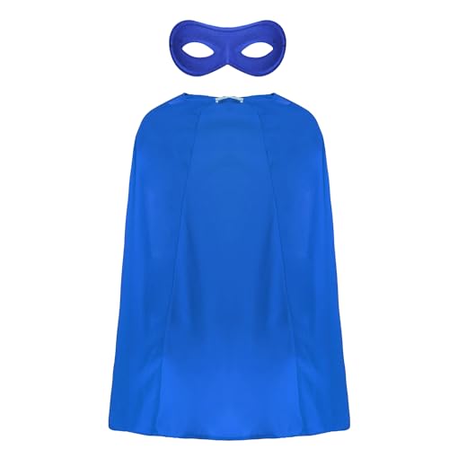 Superhelden-Kostüm für Erwachsene – langer blauer Superhelden-Umhang und blaue Augenmaske – Erwachsenenkostüm für den Welttag der Buchwoche von I LOVE FANCY DRESS