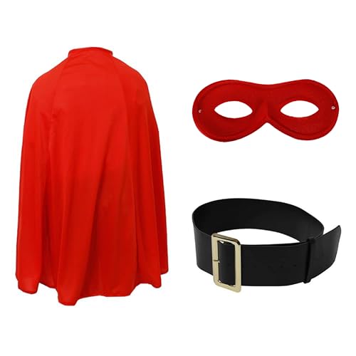 Superkartoffel-Kostüm-Set für Erwachsene – roter Heldenumhang mit einfachem Verschluss, einem schwarzen Gürtel und einer roten Superhelden-Maske – perfekt für den Welttag des Buches von I LOVE FANCY DRESS