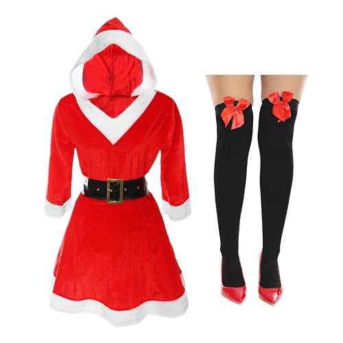 Weihnachtskleid mit schwarzen Strümpfen – Größe M – perfekt für Weihnachtsfeiern und Kostümpartys von I LOVE FANCY DRESS