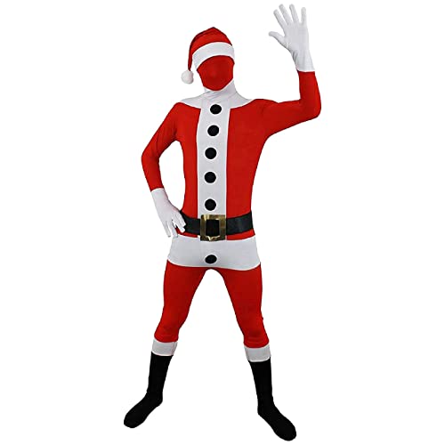 Weihnachtsmann-Skinsuit – Größe L/XL – roter Skinsuit mit Weihnachtsmann-Jacken-Design – Erwachsenenkostüm für Herren von I LOVE FANCY DRESS