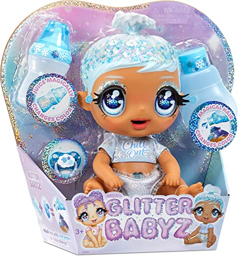 I Love U Babyz January Snowflake Baby Puppe - Mit 3 magischen Farbwechseln, blauen Haaren und einem Winter-Outfit - Inklusive Windel, Flasche und Schnuller - Sammelspielzeug für Kinder ab 3 Jahren 574859EUC von MGA Entertainment