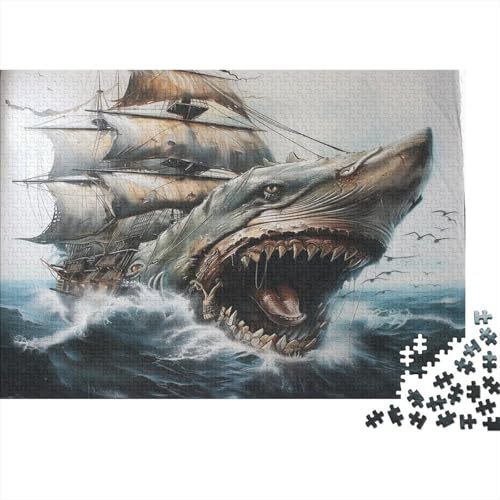 Hai Puzzle 1000 Teile,Puzzle Für Erwachsene, Impossible Puzzle, GesKükenlichkeitsspiel Für Die Ganze Familie,Puzzle Legespiel- Erwachsenenpuzzle Puzzel 1000pcs (75x50cm) von IAEXFGHJZ