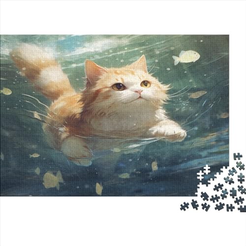 Katzenartig and Fish Puzzle 1000 Piezas Katzenartig para Adultos Regalo De Navidad Y Cumpleaños Decoración Juego De Rompecabezas EduKatzenartigional Game Stress Relief 500pcs (52x38cm) von IAIODFSAN