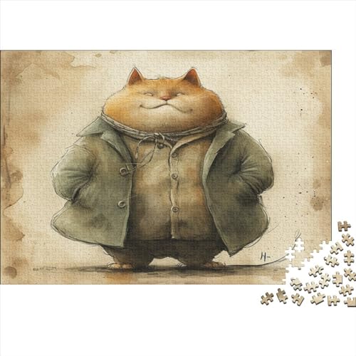 Ölgemälde Katze Adultos 1000 Piezas Katzenartig Puzzle Juego De Rompecabezas Regalo De Navidad Y Cumpleaños para Decoración Del Hogar Educational Game Stress Relief 300pcs (40x28cm) von IAIODFSAN