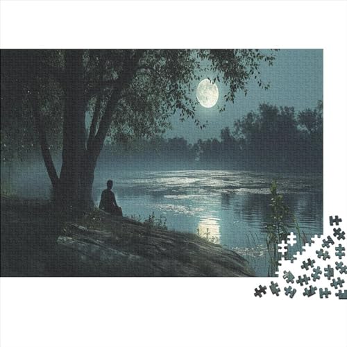 Schöne Mondscheinnacht Adultos 1000 Piezas Mondhelle Nacht Puzzle para Decoración Del Hogar Regalo De Navidad Y Cumpleaños Educational Game Juego De Rompecabezas Stress Relief 1000pcs (75x50cm) von IAIODFSAN