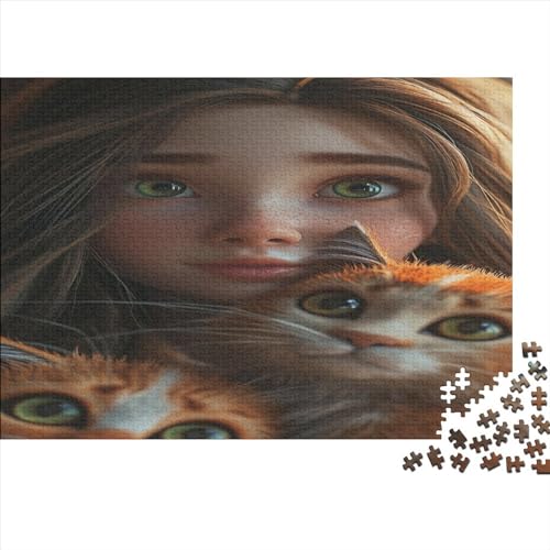 Schönheit Und Kätzchen Wunderschöne Sache 1000 Piezas para Adultos Puzzles Decoración Juego De Rompecabezas Regalo De Navidad Y Cumpleaños Educational Game Stress Relief 300pcs (40x28cm) von IAIODFSAN