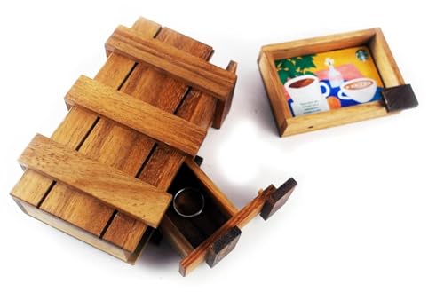 3D-Holzbox, geheimes Puzzle, auspacken Sie eine versteckte Geschenkbox mit einem Versteck oder Fächern für einen Liebhaber von Schatzsuche (langes Fach) von IAMSIAMZ