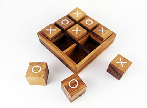 IAMSIAMZ Tic Tac Toe Klassisches Holzspiel 10,2 x 10,2 cm (4 x 4 Zoll), Reisetasche, Wohnkultur, Geschenkset für Zimmer von IAMSIAMZ