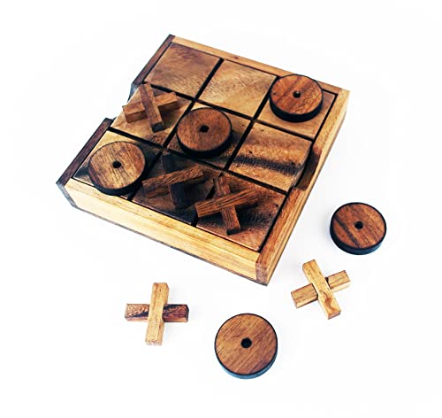 IAMSIAMZ Tic Tac Toe Holz Klassisches Spiel 5,5 x 5,5 Zoll Reise Brett Spielzeug für Kinder und Erwachsene Home Decor Zimmer Geschenkset Kaffeepause Familienzeit von IAMSIAMZ