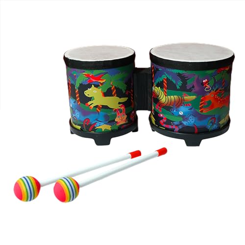 Bongo-Trommeln, Spielzeugtrommel Für Kleinkinder, Bongo-Percussion-Musiktrommeln, Niedliche Handtrommel Aus Holz Mit 2 Bunten Trommelstöcken, Bongo-Trommeln Für Kinder, Handgefertigte Trommel Für Kind von IAZE