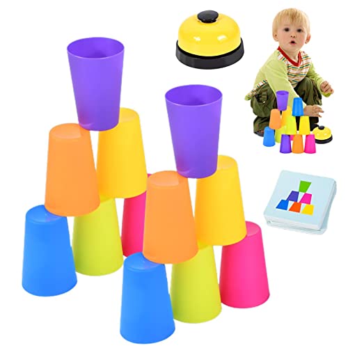 IAZE Intellectual Flying Cup, Fast Stacking Cups, Cup Stacking Set, Sports Stacking Cup Set, Interactive Fast Stacking Cup Set with Bell Cards, Funny Quick Cups Games for Kids von IAZE