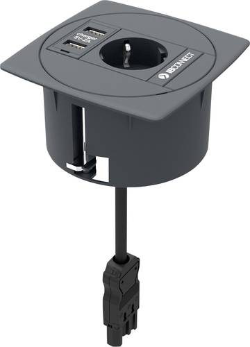 IB Connect 46102003/3 1 Stück Einbau-Steckdose mit USB-Ladeausgang Grau von IB Connect