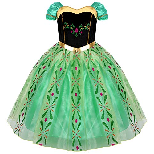 IBAKOM Kinder Mädchen Prinzessin Anna Kostüm Königin Elsa Cosplay Verkleidung Karneval Halloween Weihnachtsfeier Geburtstag Festival Party Kleid faschingskostüme von IBAKOM