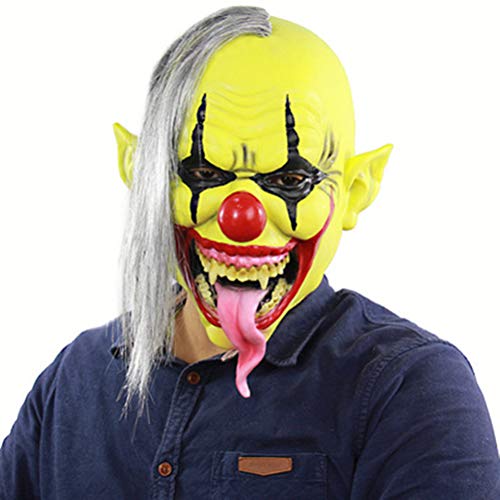 Halloween Gesichtsschutz Clown Hexe Attentäter Latexhalbhaube Zombie Teufel Ghost Geist Faultierhalbhaube mit Haar Horror Gruselig Party Requisiten Cosplay Kostüm für Weihnachten Ostern Nachtclub von IBLUELOVER