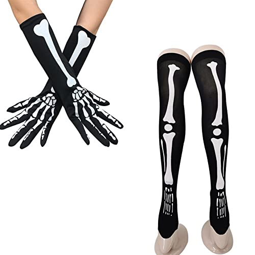 Halloween Kostüm Damen Horror Leggins Zombie Skelett Blutverschmierte Strumpfhose Party Cosplay Krankenschwester Tights Kleidung Geist Teufel Socken Untoter Strümpfe für Horrorparty (Schwarz B) von IBLUELOVER