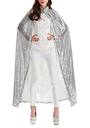 IBLUELOVER Kostüm Damen Herren Umhang Pailletten Prinzessin Prinz Königin Cosplay Tanzparty Cape Halloween Weihnachten Fasching Musical Karneval Festival Shiny Kleidung für Junggesellenparty Ostern von IBLUELOVER