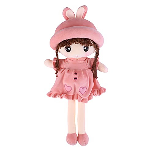 Stoffpuppe babypuppe Püppchen mit Haar Weiche Puppe Baby Kinder Mädchen Kuscheltier Baby Doll Plüschtier Gefüllte Puppen Mädchen Plüsch Spielzeug Geburt Taufgeschenk Schlafen Spielen Kuschelpuppe von IBLUELOVER