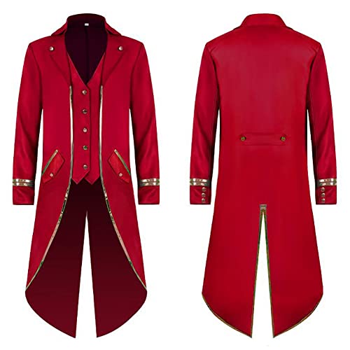 Herren Langarm Prinz Smoking Steampunk Frack Mantel Gothic Viktorianisch Blazer Jacke Karneval Kostüm Cosplay Halloween Fashing Verkleidung Oberbekleidung Uniform Mittelalter Kleidung Rot & gold XL Herren Langarm Prinz Smoking Steampunk Frack Mantel Gothic Viktorianisch Blazer Jacke Karneval Kostüm Cosplay Halloween Fashing Verkleidung Oberbekleidung Uniform Mittelalter Kleidung Rot & gold XL von IBTOM CASTLE