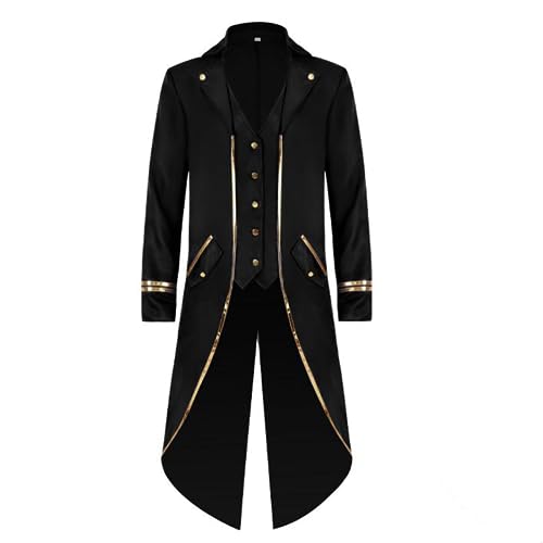 Herren Langarm Prinz Smoking Steampunk Frack Mantel Gothic Viktorianisch Blazer Jacke Karneval Kostüm Cosplay Halloween Fashing Verkleidung Oberbekleidung Weihnachten Uniform Schwarz & gold XL Herren Langarm Prinz Smoking Steampunk Frack Mantel Gothic Viktorianisch Blazer Jacke Karneval Kostüm Cosplay Halloween Fashing Verkleidung Oberbekleidung Weihnachten Uniform Schwarz & gold XL von IBTOM CASTLE